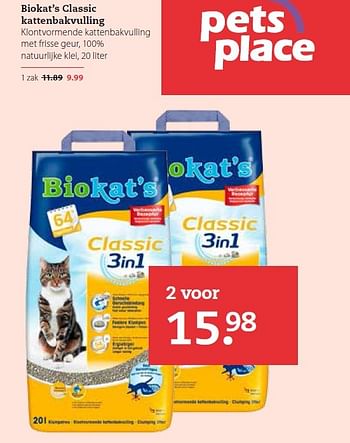 Aanbiedingen Biokat`s classic kattenbakvulling - Bio kat`s - Geldig van 25/05/2015 tot 07/06/2015 bij Pets Place