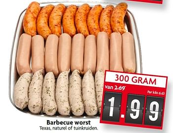 Aanbiedingen Barbecue worst texas, naturel of tuinkruiden - Huismerk - Deka Markt - Geldig van 07/06/2015 tot 13/06/2015 bij Deka Markt