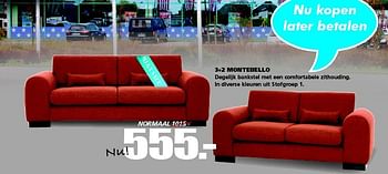 Aanbiedingen 3+2 montebello - Huismerk - Seats and Sofas - Geldig van 08/06/2015 tot 13/06/2015 bij Seats and Sofas