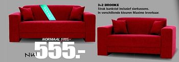 Aanbiedingen 3+2 brooke - Huismerk - Seats and Sofas - Geldig van 08/06/2015 tot 13/06/2015 bij Seats and Sofas