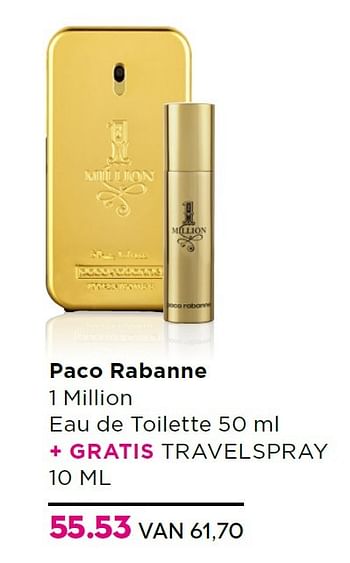 Aanbiedingen Paco rabanne 1 million eau de toilette - Paco Rabanne - Geldig van 01/06/2015 tot 21/06/2015 bij Ici Paris XL
