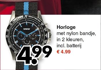 Aanbiedingen Horloge met nylon bandje, in 2 kleuren - Huismerk - Wibra - Geldig van 01/06/2015 tot 13/06/2015 bij Wibra