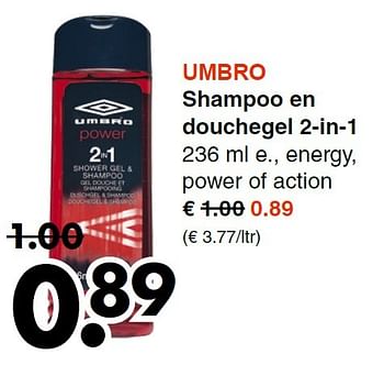 Aanbiedingen Umbro shampoo en douchegel 2-in-1 - Umbro - Geldig van 01/06/2015 tot 13/06/2015 bij Wibra