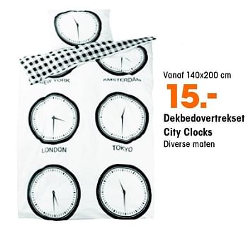 Aanbiedingen Dekbedovertrekset city clocks - Huismerk - Kwantum - Geldig van 01/06/2015 tot 14/06/2015 bij Kwantum