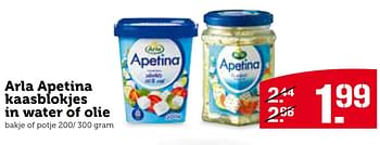 Aanbiedingen Arla apetina kaasblokjes in water of olie - Arla - Geldig van 08/06/2015 tot 14/06/2015 bij Coop