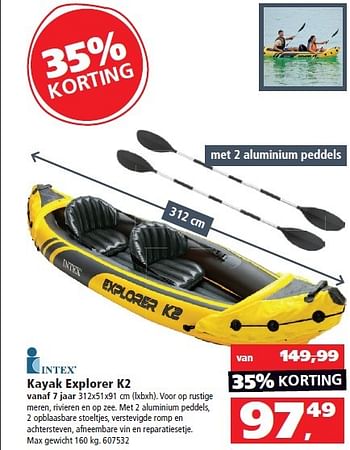 Aanbiedingen Kayak explorer k2 - Intex - Geldig van 23/05/2015 tot 14/06/2015 bij Intertoys