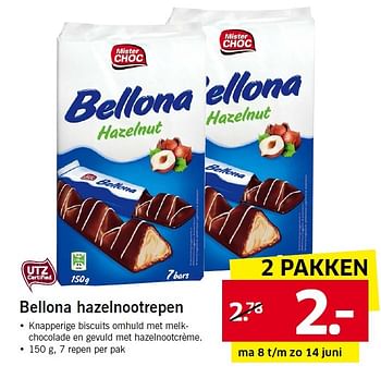 Aanbiedingen Bellona hazelnootrepen - Mister Choc - Geldig van 08/06/2015 tot 14/06/2015 bij Lidl