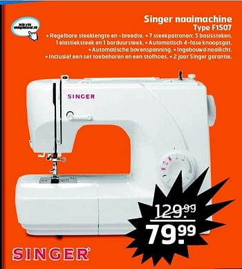 Aanbiedingen Singer naaimachine type f1507 - Singer - Geldig van 09/06/2015 tot 14/06/2015 bij Trekpleister