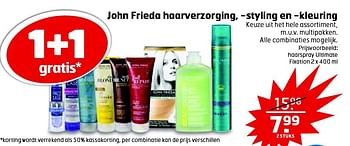 Aanbiedingen Haarspray ultimate fixation - John Frieda - Geldig van 09/06/2015 tot 14/06/2015 bij Trekpleister