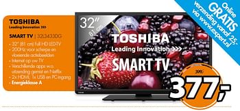 Aanbiedingen Toshiba smart tv 32l3433dg - Toshiba - Geldig van 08/06/2015 tot 14/06/2015 bij Expert