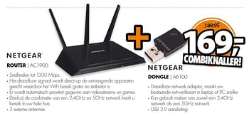 Aanbiedingen Netgear router ac1900 + dongle a6100 - Netgear - Geldig van 08/06/2015 tot 14/06/2015 bij Expert