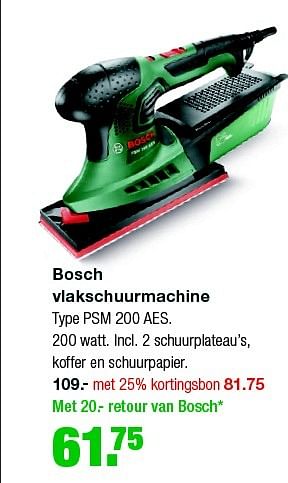 Aanbiedingen Bosch vlakschuurmachine type psm 200 aes - Bosch - Geldig van 08/06/2015 tot 14/06/2015 bij Praxis