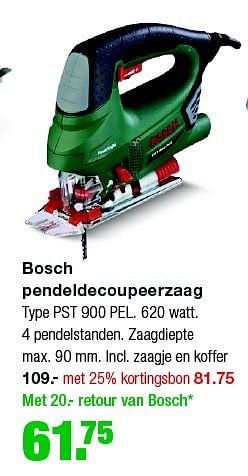 Aanbiedingen Bosch pendeldecoupeerzaag type pst 900 pel - Bosch - Geldig van 08/06/2015 tot 14/06/2015 bij Praxis