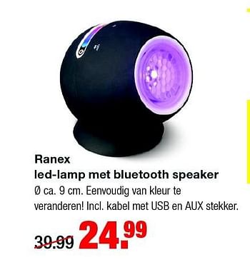 Aanbiedingen Ranex led-lamp met bluetooth speaker - Ranex - Geldig van 08/06/2015 tot 14/06/2015 bij Praxis