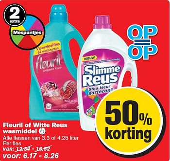 Aanbiedingen Fleuril of witte reus wasmiddel - Fleuril - Geldig van 10/06/2015 tot 16/06/2015 bij Hoogvliet