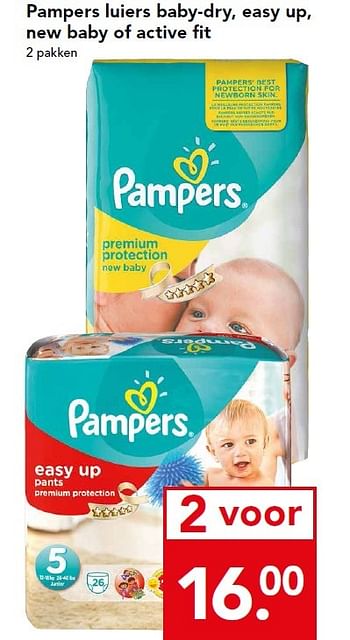 Aanbiedingen Pampers luiers baby-dry, easy up, new baby of active fit - Pampers - Geldig van 14/06/2015 tot 20/06/2015 bij Deen Supermarkten