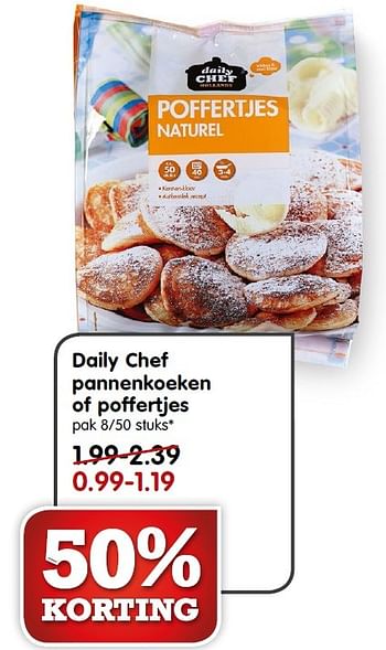 Aanbiedingen Daily chef pannenkoeken of poffertjes - Daily chef - Geldig van 14/06/2015 tot 20/06/2015 bij Em-té