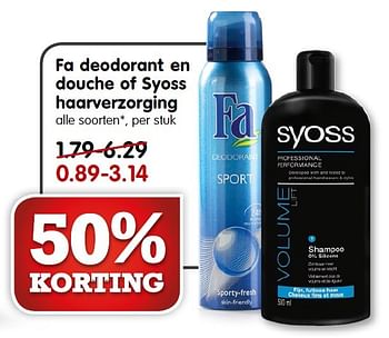 Aanbiedingen Fa deodorant en douche of syoss haarverzorging - Huismerk - Em-té - Geldig van 14/06/2015 tot 20/06/2015 bij Em-té