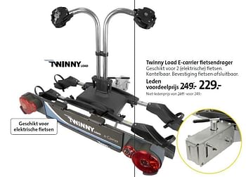 Aanbiedingen Twinny load e-carrier fietsendrager - TwinnyLoad - Geldig van 11/06/2015 tot 21/06/2015 bij ANWB