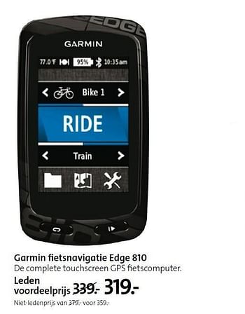 Aanbiedingen Garmin fietsnavigatie edge 810 - Garmin - Geldig van 11/06/2015 tot 21/06/2015 bij ANWB
