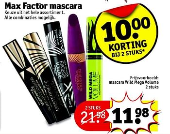 Aanbiedingen Mascara wild mega volume - Max Factor - Geldig van 09/06/2015 tot 21/06/2015 bij Kruidvat