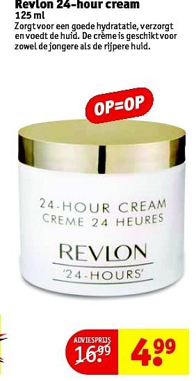 Aanbiedingen Revlon 24-hour cream - Revlon - Geldig van 09/06/2015 tot 21/06/2015 bij Kruidvat