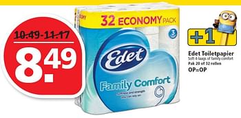 Aanbiedingen Edet toiletpapier soft 4-laags of family comfort - Edet - Geldig van 14/06/2015 tot 20/06/2015 bij Plus