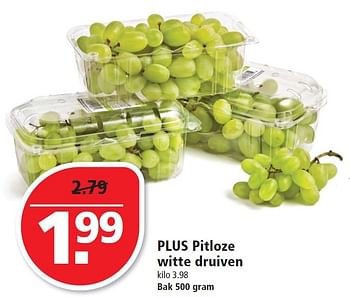 Aanbiedingen Plus pitloze witte druiven - Huismerk - Plus - Geldig van 14/06/2015 tot 20/06/2015 bij Plus