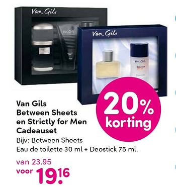 Aanbiedingen Between sheets eau de toilette 30 ml + deostick - Van Gils - Geldig van 08/06/2015 tot 21/06/2015 bij da