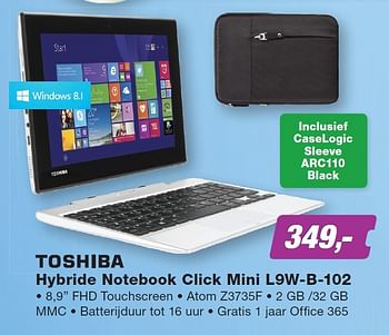 Aanbiedingen Toshiba hybride notebook click mini l9w-b-102 - Toshiba - Geldig van 08/06/2015 tot 21/06/2015 bij ElectronicPartner