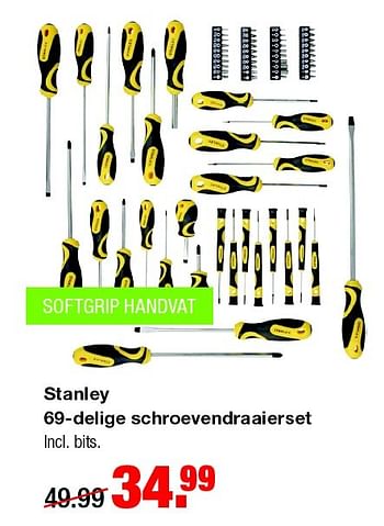 Aanbiedingen Stanley 69-delige schroevendraaierset - Stanley - Geldig van 15/06/2015 tot 21/06/2015 bij Praxis
