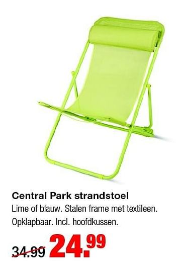 Aanbiedingen Central park strandstoel - Central Park - Geldig van 15/06/2015 tot 21/06/2015 bij Praxis