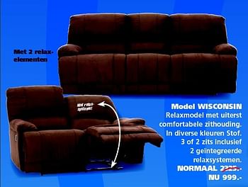 Aanbiedingen Model wisconsin - Huismerk - Seats and Sofas - Geldig van 15/06/2015 tot 20/06/2015 bij Seats and Sofas