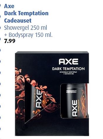 Aanbiedingen Axe dark temptation cadeauset - Axe - Geldig van 08/06/2015 tot 21/06/2015 bij Uw eigen drogist