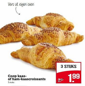 Aanbiedingen Coop kaas of ham-kaascroissants - Huismerk - Coop - Geldig van 15/06/2015 tot 21/06/2015 bij Coop