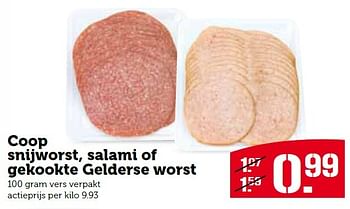 Aanbiedingen Coop snijworst, salami of gekookte gelderse worst - Huismerk - Coop - Geldig van 15/06/2015 tot 21/06/2015 bij Coop