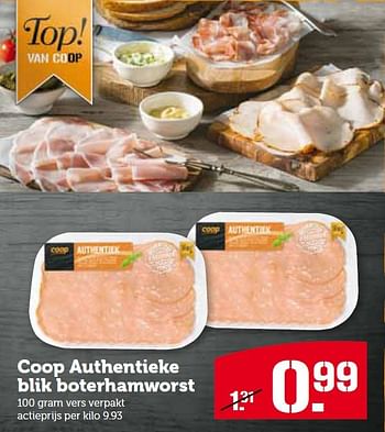 Aanbiedingen Coop authentieke blik boterhamworst - Huismerk - Coop - Geldig van 15/06/2015 tot 21/06/2015 bij Coop