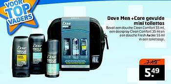 Aanbiedingen Dove men +care gevulde mini toilettas - Dove - Geldig van 16/06/2015 tot 21/06/2015 bij Trekpleister
