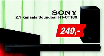 Aanbiedingen Sony 2.1 kanaals soundbar ht-ct180 - Sony - Geldig van 08/06/2015 tot 21/06/2015 bij ElectronicPartner
