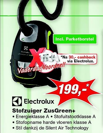 Aanbiedingen Electrolux stofzuiger zusgreen+ - Electrolux - Geldig van 08/06/2015 tot 21/06/2015 bij ElectronicPartner
