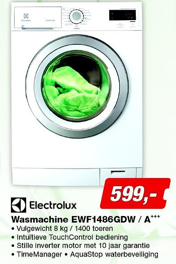 Aanbiedingen Electrolux wasmachine ewf1486gdw - a+++ - Electrolux - Geldig van 08/06/2015 tot 21/06/2015 bij ElectronicPartner