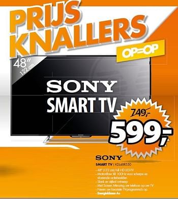 Aanbiedingen Sony smart tv kdl48r550 - Sony - Geldig van 22/06/2015 tot 28/06/2015 bij Expert