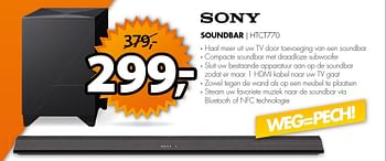 Aanbiedingen Sony soundbar htct770 - Sony - Geldig van 22/06/2015 tot 28/06/2015 bij Expert