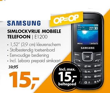 Aanbiedingen Samsung simlockvrije mobiele telefoon e1200 - Samsung - Geldig van 22/06/2015 tot 28/06/2015 bij Expert