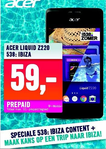 Aanbiedingen Acer liquid z220 538: ibiza - Acer - Geldig van 22/06/2015 tot 28/06/2015 bij The Phone House