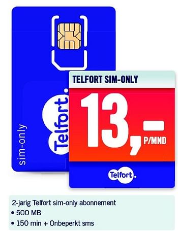 Aanbiedingen Telfort sim-only - Telfort - Geldig van 22/06/2015 tot 28/06/2015 bij The Phone House