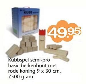 Aanbiedingen Kubbspel semi-pro basic berkenhout met rode koning - Huismerk - Multi Bazar - Geldig van 15/06/2015 tot 05/07/2015 bij Multi Bazar