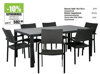 Aanbiedingen Setvoordeel set: tafel met 6 stapelstoelen - Huismerk - Multi Bazar - Geldig van 30/03/2015 tot 31/08/2015 bij Multi Bazar