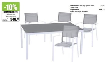 Aanbiedingen Setvoordeel set: tafel met 4 stapelstoelen - Huismerk - Multi Bazar - Geldig van 30/03/2015 tot 31/08/2015 bij Multi Bazar