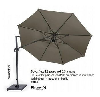 Aanbiedingen Solarflex t2 parasol - Platinum Casual Living - Geldig van 30/03/2015 tot 31/08/2015 bij Multi Bazar